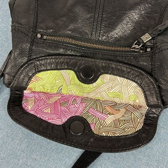 The Sak Happy & Free Leather Fold Over Crossbody Bag In Black - Picture 5 of 11